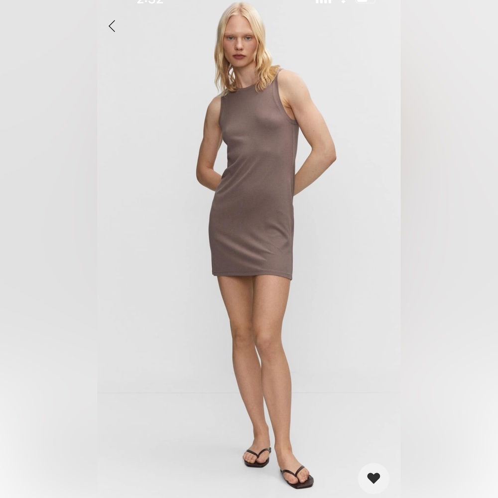 NWT Mango Short Knitted Dress Taupe